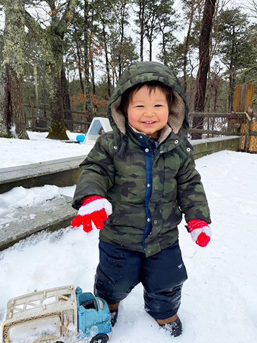toddler in snow